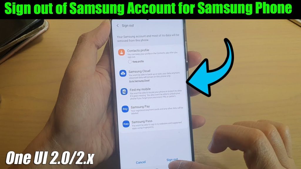 Log out of your Samsung account